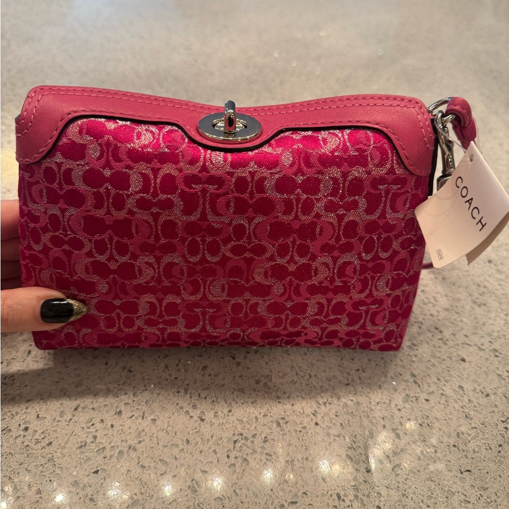 Coach Fuchsia and Silver Wristlet